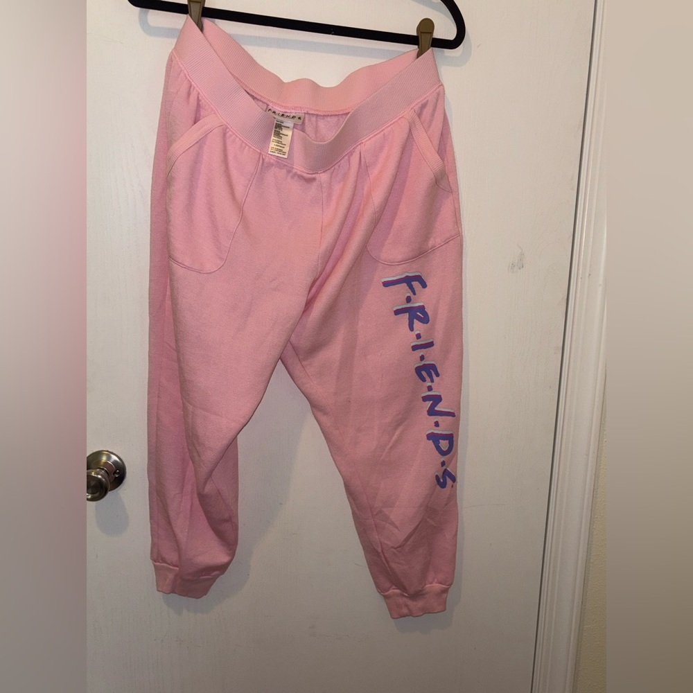 FRIENDS PINK FLEECED LINED PAJAMA PANTS
